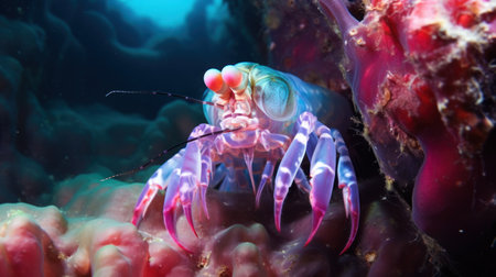 Crawfish on a coral reef in the Red Sea, Egyptの素材