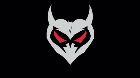 Devil head with horns on a black background. Vector illustration.の素材