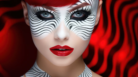 Close-up portrait of a beautiful girl with a creative make-up.の素材