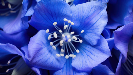 Close-up of a blue flower with pistil and stamensの素材
