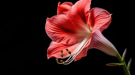 Hippeastrum (amaryllis) on black backgroundの素材