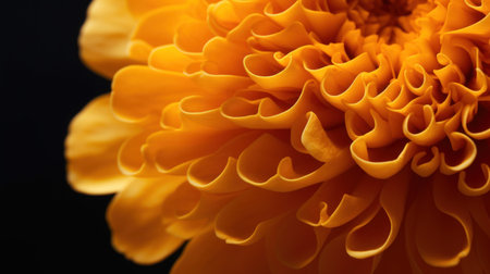 Orange chrysanthemum on a black background close-upの素材