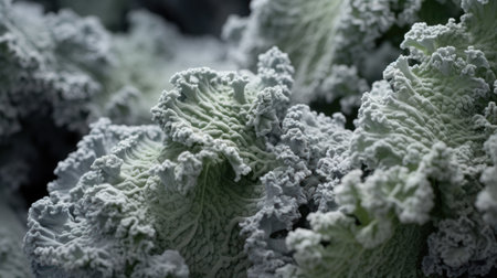 Ornamental cabbage with white frost. Close-up. Selective focus.の素材