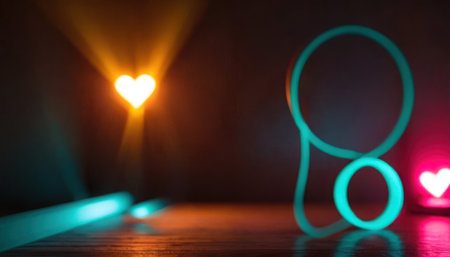 Valentine's Day background. Defocused lights in the dark.の素材