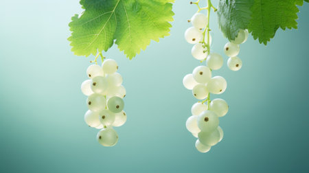 White currant on a green background with a place for text.の素材