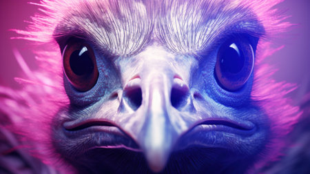 Portrait of an ostrich with a pink background. 3d renderingの素材