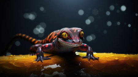 Leopard salamander (Leopard salamander) isolated on black backgroundの素材