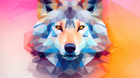 Wolf polygonal low poly design. Vector polygonal illustration.の素材