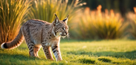 Eurasian lynx (Lynx lynx) in sunset lightの素材