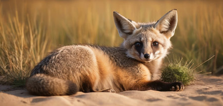 Vulpes vulpes - Red fox in the grass, South Africaの素材