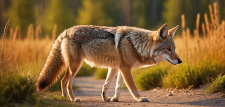 Coyote (Canis lupus) in Yellowstone National Parkの素材