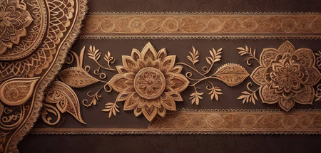 Beautiful floral pattern on brown background. Decorative element for designの素材