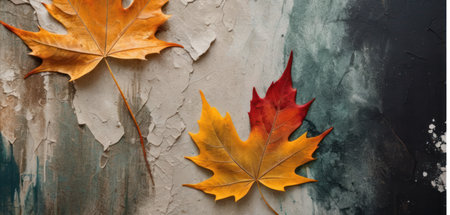 Autumn background with maple leaves on a grunge background. Autumn conceptの素材