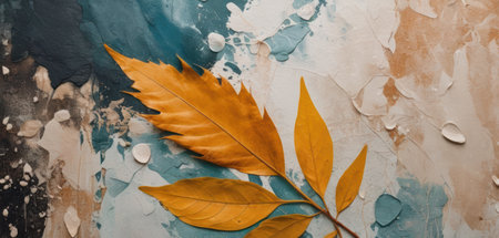 Autumn leaves on a grunge background. Autumn background with copy spaceの素材