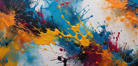 abstract background of colorful oil paint splashes on a white backgroundの素材