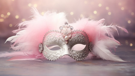 Photo of elegant and delicate Venetian mask over bokeh backgroundの素材