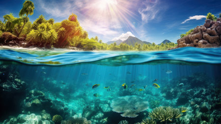 Underwater view of coral reef and tropical fish. Seascapeの素材