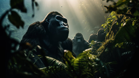 Gorilla in the rainforest of Bali island, Indonesiaの素材