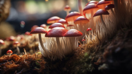 Mushrooms in the forest, close-up, selective focusの素材