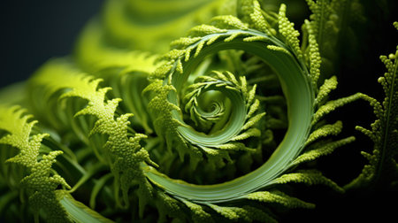 Green fern spiral, 3D rendering with depth of field (DOF)の素材