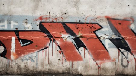 Fragment of colored graffiti painted on a concrete wall. Texture. Abstract background for design.の素材