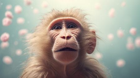 Portrait of a Japanese macaque, Macaca sylvanusの素材