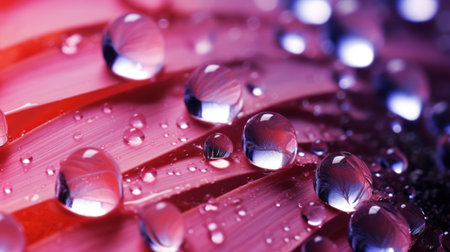 water drops on gerbera flower petals macro close-upの素材