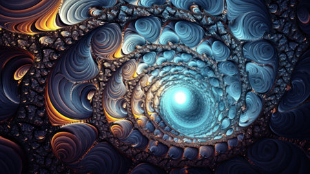 Abstract fractal. Fractal art background for creative design. Decoration for wallpaper, desktop, poster, cover booklet. Print for clothes, t-shirt. Creative illustration for designの素材