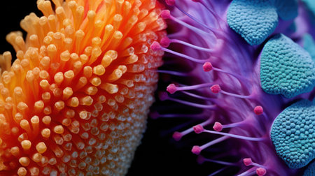 Colorful abstract background, close-up of flowers and petalsの素材