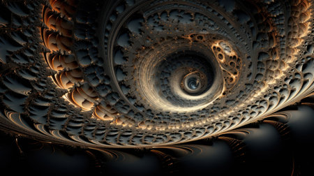 Abstract fractal. Fractal art background for creative design. Decoration for wallpaper, desktop, poster, cover booklet. Print for clothes, t-shirt. Creative illustration for designの素材