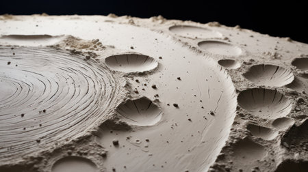 Close-up view of the surface of a clay pottery wheelの素材