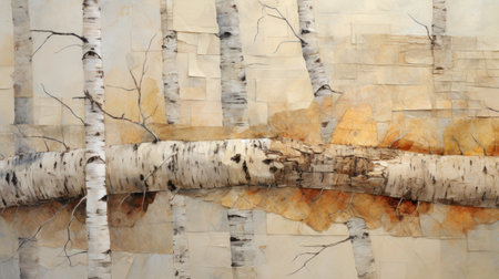 birch trees in the autumn forest, birch groveの素材