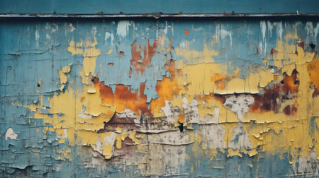 Old grunge background with peeling paint and rusty metal texture.の素材