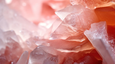 Macro shot of crystals of pink quartz in close-up.の素材
