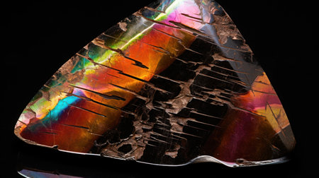 macro shooting of natural mineral rock specimen - piece of Agate gemstone on black backgroundの素材