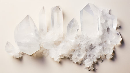 crystals of quartz on a white background. close-up.の素材