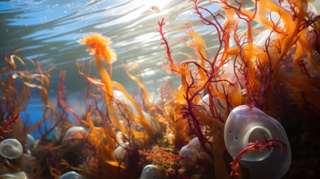 Seaweed in the Red Sea. Underwater photo of marine life.の素材