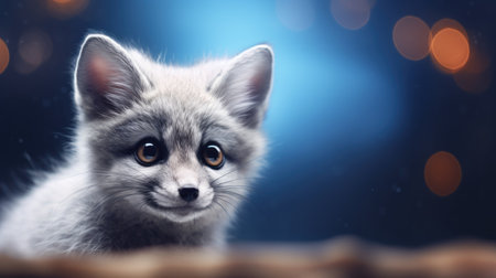 Portrait of a cute little fox with bokeh background.の素材