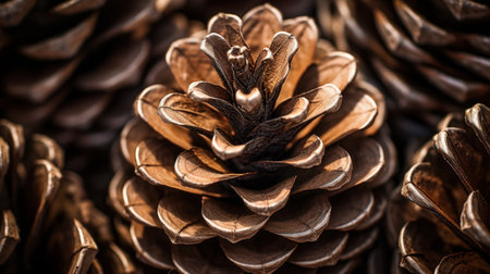 Pine cones close-up, macro photography, selective focus.の素材