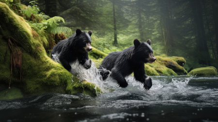 forest trees. nature green wood sunlight backgrounds and texture. 3d renderの素材