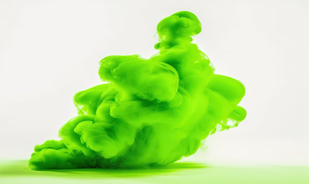 a green liquid is in the air on a white background. . generative aiの素材