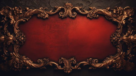 Old vintage baroque frame on the wall. 3d renderingの素材