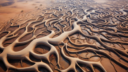 abstract background of the wavy surface of the water in the desertの素材