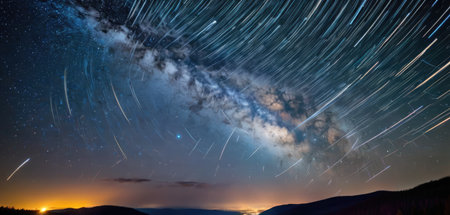 Night sky with stars and milky way. Long exposure photograph.の素材