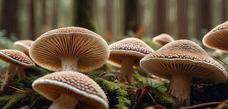 Mushrooms growing in the forest, close-up, macroの素材