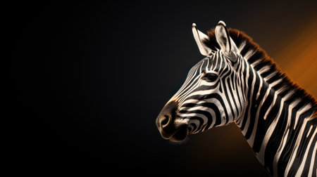 Zebra head on a black background. 3d rendering, 3d illustrationの素材
