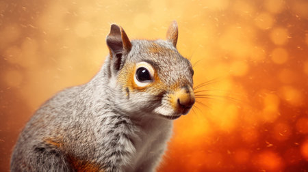 Squirrel portrait on a bokeh background with space for textの素材