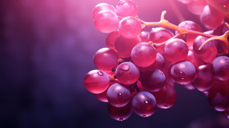 Grapes on a dark background close-up with copy spaceの素材