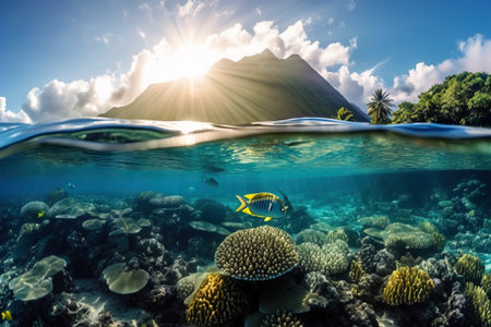 Underwater view of tropical coral reef and fish. Underwater world.の素材