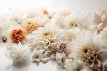 Beautiful dahlia flowers on white background, closeup viewの素材